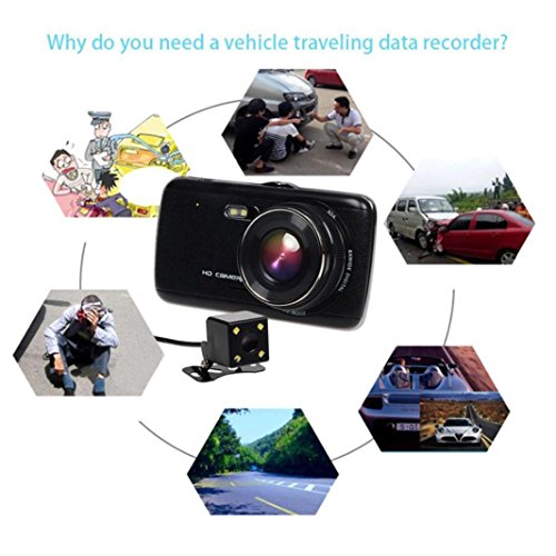 Registratore di guida OHQ 4 Dual Lens Camera Full Hd 170 ° 1080P Car Dvr Video Dash Cam Registratore G-Sensor