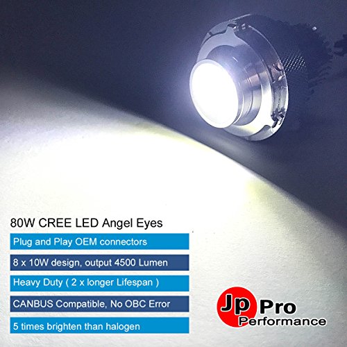 Resistente ad alta potenza 120 W CREE LED Angel Eyes Halo anello DRL, luce bianco naturale 7000 K (confezione da 2)