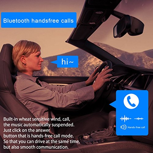 Ricevitore Bluetooth Auto Caricabatteria da Auto Pulsante Media **USB + Cavo AUX** Remoto Controllo a Mani Libere Audio Stereo per iPhone, iPad, Smartphone Android per Macchina Auto