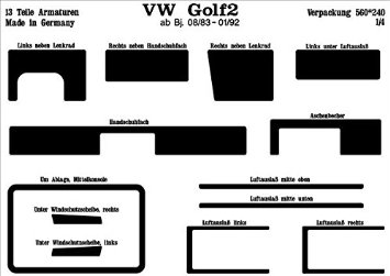 Richter 18458/98 interno Set VW Golf II 3/5 D - 3/92 1 (3 pezzi) Carbon 45898