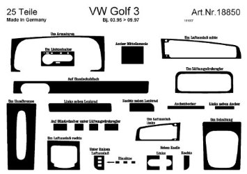 Richter 18850/98 interno Set per Volkswagen Golf III 3/95-9/97 25 pezzi Carbon