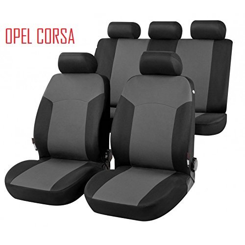 RMG R01V211 coprisedili compatibili per CORSA fodere auto R01 neri grigi per sedili con airbag braciolo e sedili sdoppiabili