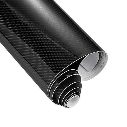 Rotolo di pellicola adesiva decorativa per auto, in vinile nero con trama in fibra di carbonio 5D, 152 cm x 50 cm, impermeabile