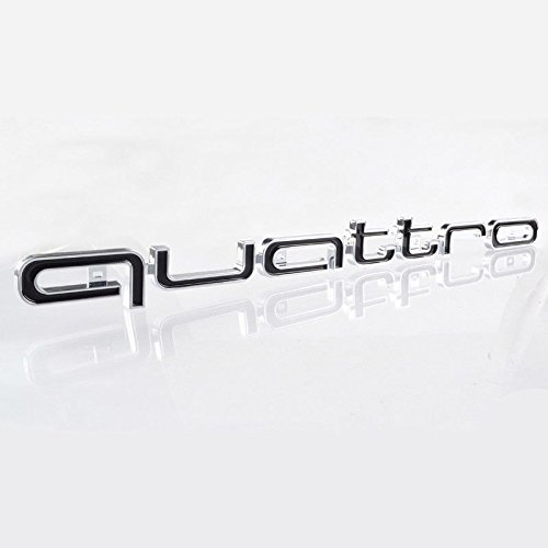 RunQiao QUATTRO 3D Frontale Griglia Distintivo Logo Emblema Stemmi Decalcomania per Auto (Nero)