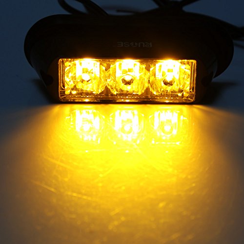 Rupse, confezione da 2 pezzi di 3 luci LED stroboscopiche, 12-24 V, super luminose, alta potenza, per auto, camion, allarme lampeggiante, luce torcia di emergenza