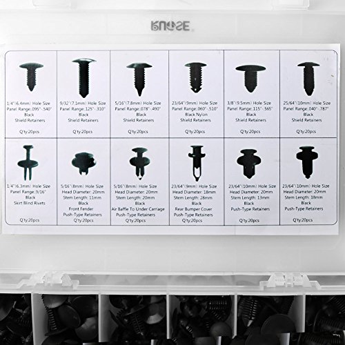 Rupse kit di clip di bloccaggio assortiti, in nylon nero (240 pezzi)