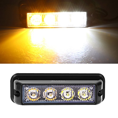 Rupse, luci strobo a 4 LED, da 12 o 24 V, super brillanti e super potenti, per auto, camion o furgone, luce lampeggiante di allarme, torcia di emergenza, luce gialla, confezione da 2 pezzi