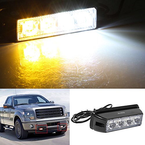 Rupse, luci strobo a 4 LED, da 12 o 24 V, super brillanti e super potenti, per auto, camion o furgone, luce lampeggiante di allarme, torcia di emergenza, luce gialla, confezione da 2 pezzi