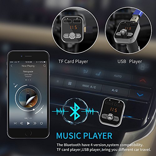 Sape Bluetooth trasmettitore FM radio digitale radio AUX per auto trasmettitore ricevitore per auto MP3 player supporta TF/SD Card e Dual USB auto ricarica le chiamate in vivavoce per iPhone Samsung