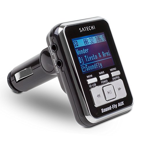 Satechi Soundfly AUX Lettore MP3 Trasmettitore FM per Auto per schede SD, chiavette USB, lettori MP3 (iPod, Zune, Sansa) con Telecomando