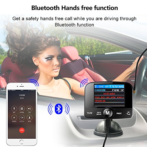 SAVORI 5 in 1 Auto DAB / DAB + Radio digitale con trasmettitore FM Ricevitore Bluetooth Lettore MP3 Adattatore audio radio Caricatore per auto Chiamata vivavoce.