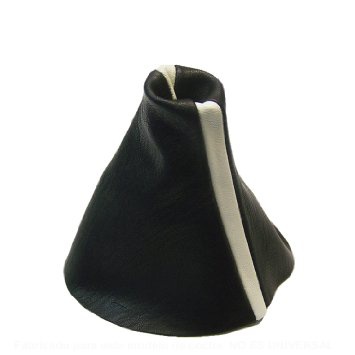 SEAT TOLEDO - LEON Modello 1999 - 2005 Cuffia Leva Cambio 100% Vera Pelle Colore Nero con striscia bianco