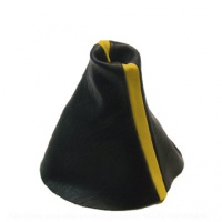 SEAT TOLEDO - LEON Modello 1999 - 2005 Cuffia Leva Cambio 100% Vera Pelle Colore Nero con striscia gialla