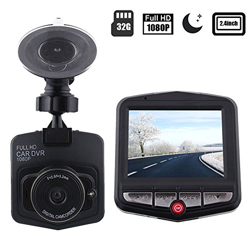 Sedeta® Visore notturno Full HD 1080P 2.4 LCD con treppiede Car DVR Dashcam Camera Crash Cam G-Sensor con scheda da 32 G