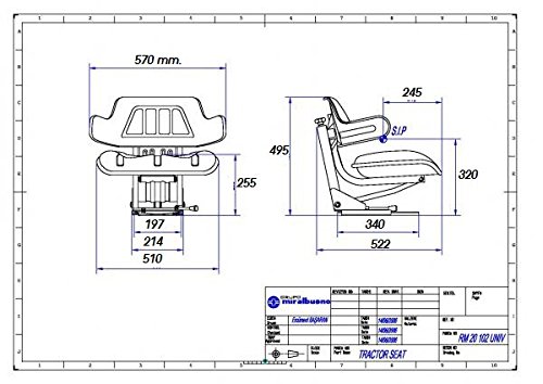 Sedile Universale Trattore + Cintura di Sicurezza + Certificazione (cod. RM300 + RM20 + 12615)