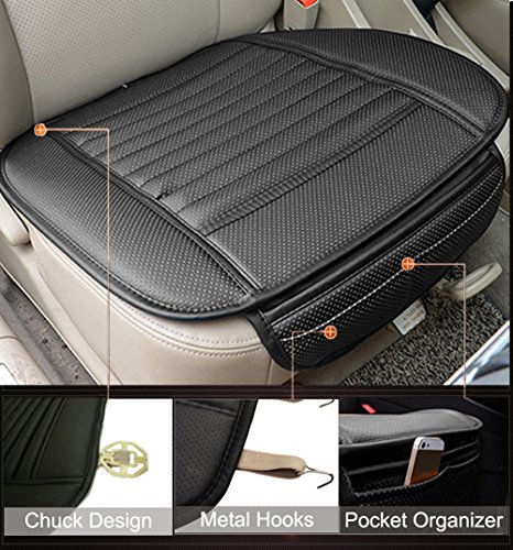 Seggiolino auto cuscino per auto per sedia da ufficio – traspirante per interni auto sedile cuscino con PU carbone di bambù (2-pack, nero)