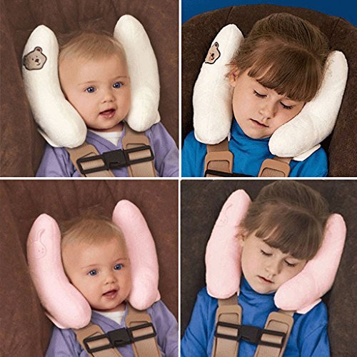 Seggiolino auto per bambini Cuscino Cuscino per neonato Cuscino per la testa del collo Cuscino per il bambino Poggiatesta regolabile per la testa (Rosa)