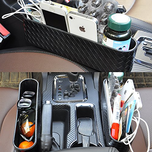 Seggiolino auto tasca organizer seggiolino Gap filler console Storage box laterali con tappetino antiscivolo per il cellulare portafoglio portamonete chiave – nero 2 pezzi
