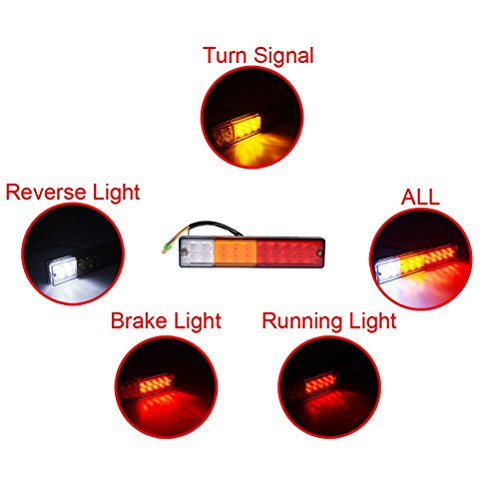 Segnalatori luminosi per cassoni del camion da 3 w, per retromarcia e svolta, a 20 led, impermeabile IP 65, colore LED rosso, ambra e bianco, confezione da 2