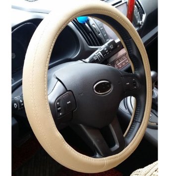 Semoss Universale Coprivolante auto in Nubuck Pelle con Anti Scivolo funzione,colore: Riso,Dimensione:37-38cm