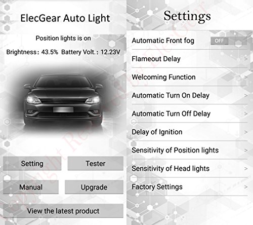 Sensore luce automatico Interruttore faro Interruttore Nebbia del Luce - ElecGear App Controllo Bluetooth Modulo per Das Auto Car Golf 7 2013+ MK7, MK VII, Octavia 2015 2016