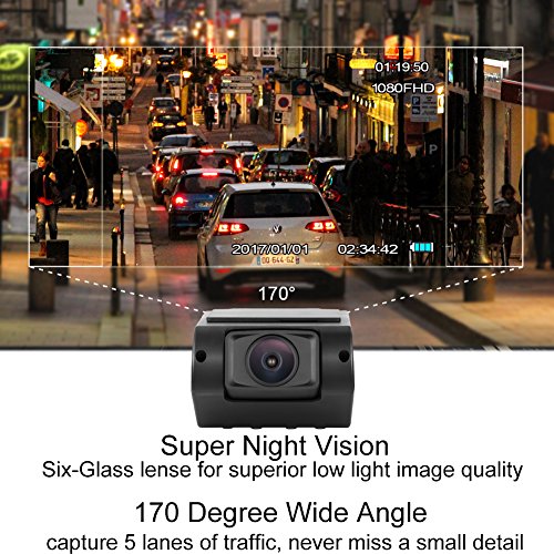 Senwow Mini Dash Cam Telecamera per Auto Super Full HD 1296P 2" LCD Obiettivo Grandangolare di 170 Gradi Videocamera DVR ADAS, G-Sensor, Visione Notturna, Registrazione in Loop, WDR con Carta di 32GB