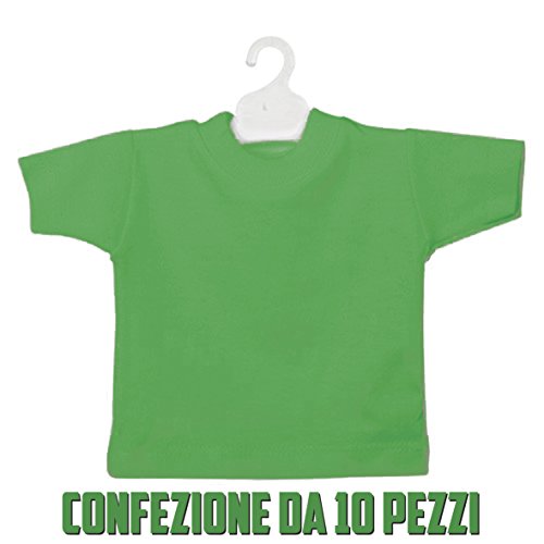 Set da 10 mini t-shirt neutre 100% cotone complete di gruccia e ventosa_Fermento Italia (Verde)