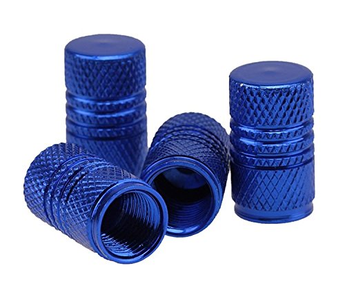Set di 4 valvole tappo rotondo anodizzato in alluminio metallizzato blu 4 pezzi cappucci di ETU24 ®