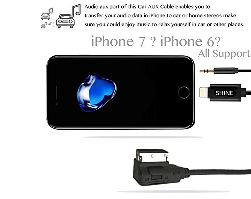 Shine @ ami MMI Music interfaccia adattatore Lightning ricarica per iPhone 6 7 Plus iPod iPad (tutti i sistemi iOS) e jack 3.5 mm a Android Samsung Galaxy per Newer Mercedes Benz Comand Aps Ntg 2.5 3 4.5