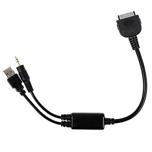 Shine Cavo audio a Y e adattatore per iPod, iPhone, iPad, interfaccia iDrive, connessione USB, dorato, 3,5 mm per BMW / Mini Cooper del 2007 e successive