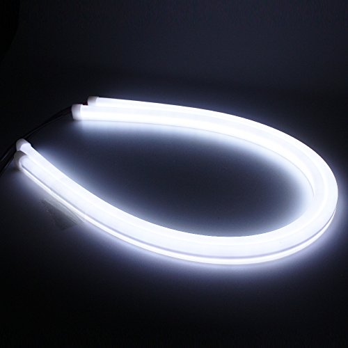 Shinfok - Strisce tubolari a LED flessibili e ripiegabili, per proiettori e luci di marcia diurna, 2 pezzi, lunghezza 60 cm, colore: bianco, giallo ambra, rosso o azzurro