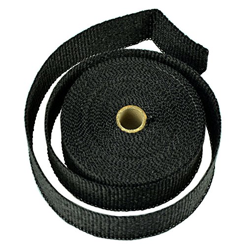 SHiZAK, rotolo di nastro isolante per tubo di scarico, colore nero (spessore 1,5 mm), con fascette di fissaggio per moto, forni, macchinari agricoli, ecc.