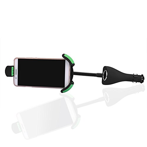 SIENOC 3in1 Regolabile Supporto Auto Caricabatterie Universale con 2 porte 2.1A USB a carica rapida, 360 gradi di rotazione, adatto per iPhone 6, 6s, 6s plus etc, Samsung e per la maggioranza degli Smartphone