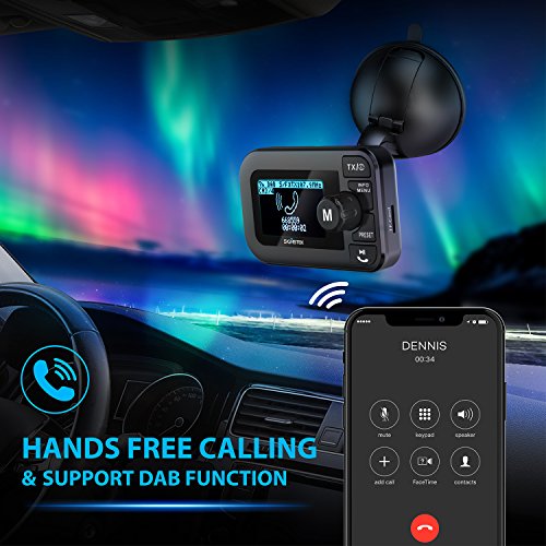 Signstek 5 in 1 auto DAB + Radio digitale con ricevitore e trasmettitore FM Bluetooth kit auto/caricatore/Micro SD lettore/chiamate a mani libere funzione con antenna attiva