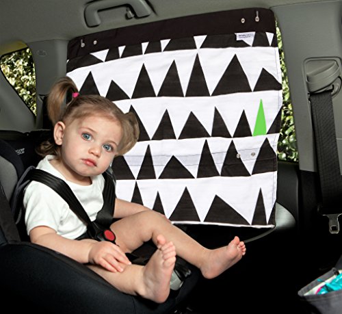 Simply Good Car Sunshade Tendine Parasole per Auto per Bambino 100% Cotone con protezione dai raggi UV (Geo Love nero su bianco)