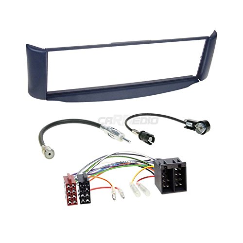 Smart Fortwo 98 – 07 1 DIN auto Radio Incasso Set in originale Plug & Play qualità con radio antenna Adapter, cavo di collegamento, accessori e pannello radio/Installazione cornice blu