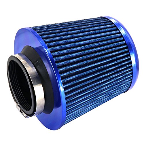 Smartspec alluminio universale affusolata rotonda auto aspirazione aria/7,6 cm filtro aria lavabile blu