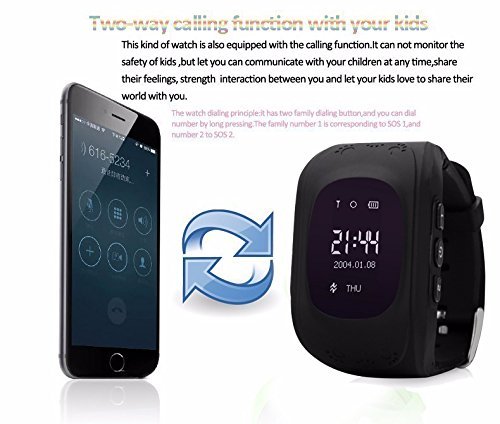 Smartwatch da bambino con GPS tracker, orologio da polso, telefono con SIM, anti perdita, funzione SOS, controllo dei genitori per iPhone e smartphone iOS e Android, Q50, colore: nero