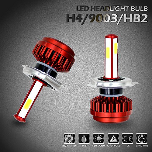 SODIAL 2 Pz R7 H4 / 9003 / HB2 6000K 4-Side LED Headlight auto eccellente della luce della lampada lampadine bianche