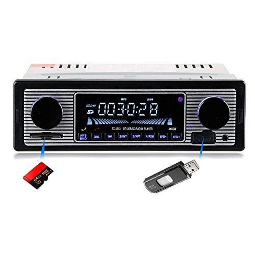 SODIAL Autoradio Bluetooth MP3 Player Vintage Stereo USB Stereo AUX Classic Car Audio