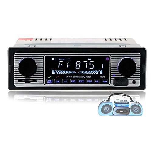 SODIAL Autoradio Bluetooth MP3 Player Vintage Stereo USB Stereo AUX Classic Car Audio