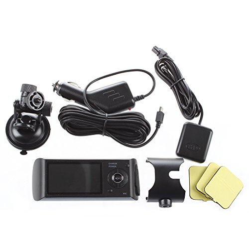 SODIAL(R) Dual Camera DVR Auto con 2,7" LCD + GPS Logger G-Sensore Nero