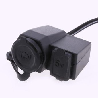 SODIAL(R) USB Presa Adattatore Connettore Accendisigari 5V 1A Moto