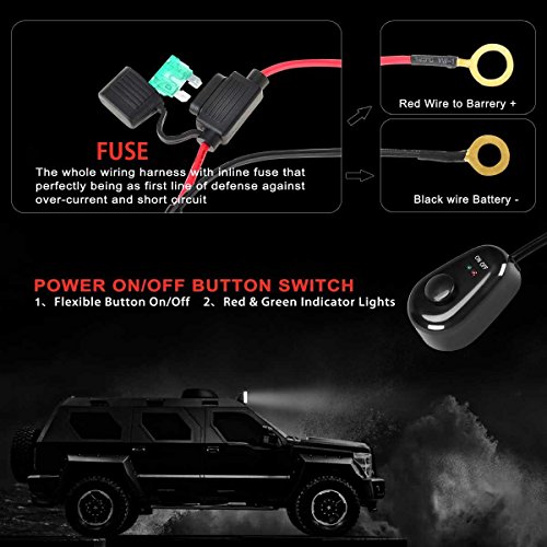 Somaer LED Light Off Road Bar Wiring Harness 12V 40A Relay 30A Fuse ON-OFF Power Switch(1 Lead)