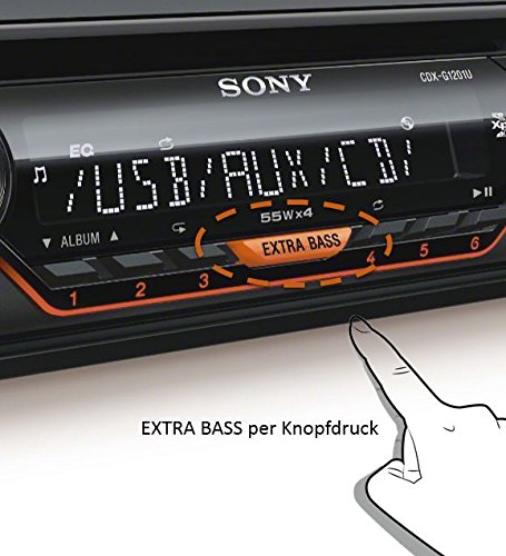 Sony CDXG1201U Autoradio con Lettore CD, MP3, USB, Aux, Potenza Massima di Uscita 4x 55 W, Arancione