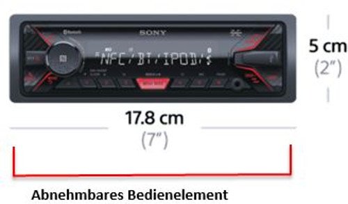 Sony DSX-A400BT Autoradio senza Lettore CD, Bluetooth, Ingresso AUX e USB, Controllo Diretto di iPhone e iPod, 4 x 55 W, Nero/Rosso