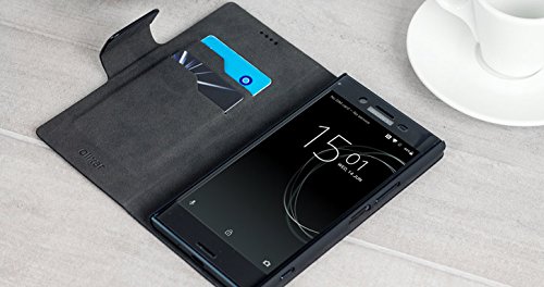 Sony Xperia XZ1 stile flip case – media in pelle supporto – Nero