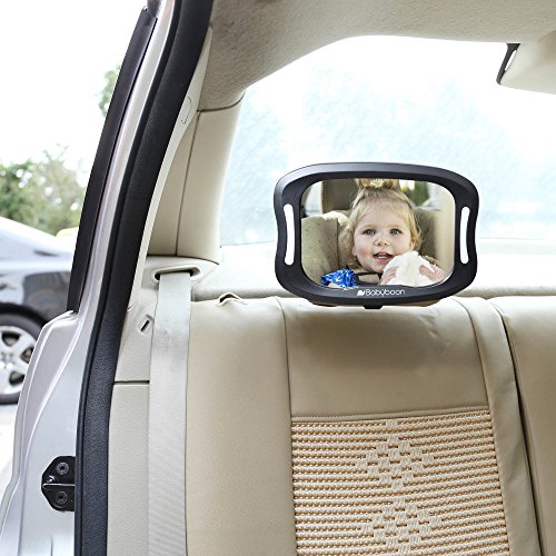 Specchietto auto per bambino LUCE A LED - Guarda il bambino rivolto verso i sedili posteriori in modo migliore e più chiaro. Gli specchietti Babyboon Premium sono progettati per la sicurezza: Infrangibile | Cinghie a strappo per il fissaggio | Regolabile a 360° | Adatto per qualsiasi veicolo | Facile da installare. PROVALO ADESSO!