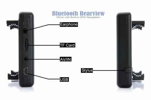 Specchietto retrovisore Bluetooth, navigatore GPS con telecamera wireless per la retromarcia, 4,3 pollici, con cartina Europa, codice prodotto GPS43MC