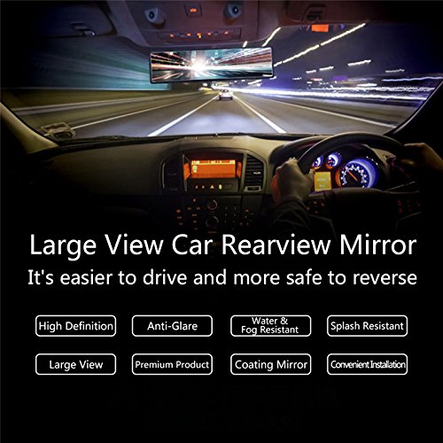 Specchietto retrovisore convesso grandangolo specchietto retrovisore universale curve 29 cm, clip on Rearview antiriflesso blu specchio panoramico per SUV/Truck/Car